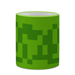 Кружка 3D Лицо крипера - Зеленый, цвет: 3D-светло-зеленый кант — фото 2