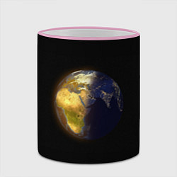 Кружка 3D Планета Земля, день и ночь, цвет: 3D-розовый кант — фото 2