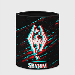 Кружка 3D Skyrim в стиле glitch и баги графики на темном фон, цвет: 3D-белый + черный — фото 2