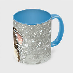 Кружка 3D Кролик Снежок Милый, цвет: 3D-белый + небесно-голубой