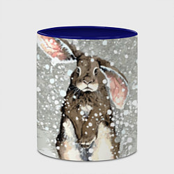 Кружка 3D Кролик Снежок Милый, цвет: 3D-белый + синий — фото 2