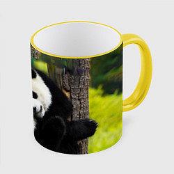 Кружка 3D Влюблённые панды, цвет: 3D-желтый кант
