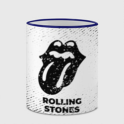 Кружка 3D Rolling Stones с потертостями на светлом фоне, цвет: 3D-синий кант — фото 2