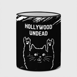 Кружка 3D Группа Hollywood Undead и рок кот, цвет: 3D-черный кант — фото 2