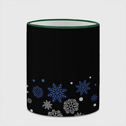 Кружка 3D Снежинки - Новогодние, цвет: 3D-зеленый кант — фото 2