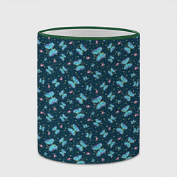 Кружка 3D Бабочки и цветы на фоне точек, цвет: 3D-зеленый кант — фото 2