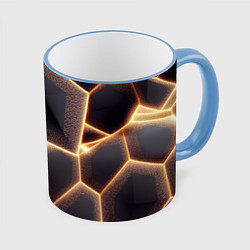 Кружка 3D Сотовая лава, цвет: 3D-небесно-голубой кант