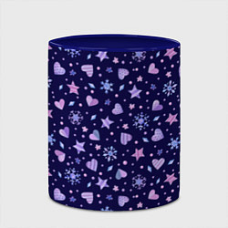 Кружка 3D Новогодние сердечки, цвет: 3D-белый + синий — фото 2