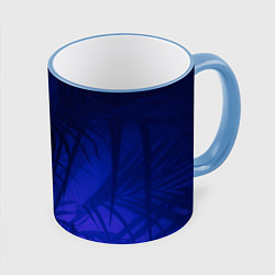 Кружка 3D Пальма в неоновом свете, цвет: 3D-небесно-голубой кант