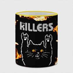 Кружка 3D The Killers рок кот и огонь, цвет: 3D-желтый кант — фото 2