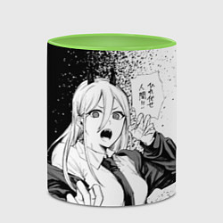 Кружка 3D Пауэр - Брызги - Человек-бензопила, цвет: 3D-белый + светло-зеленый — фото 2