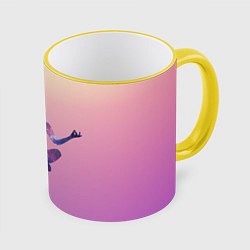 Кружка 3D Поза лотоса в йоге, цвет: 3D-желтый кант