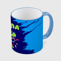 Кружка 3D Стёпа рокозавр, цвет: 3D-небесно-голубой кант