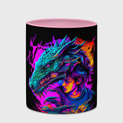 Кружка 3D Дракон и девушка - поп арт, цвет: 3D-белый + розовый — фото 2