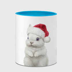 Кружка 3D Рождественский крольчонок, цвет: 3D-белый + небесно-голубой — фото 2