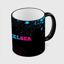 Кружка 3D Chelsea - neon gradient: надпись и символ, цвет: 3D-черный кант