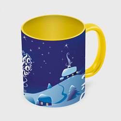 Кружка 3D Доброго нового года, цвет: 3D-белый + желтый