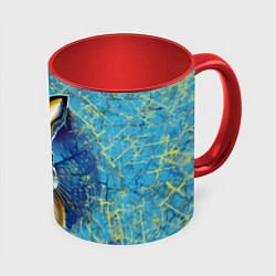 Кружка 3D Огненный новогодний кролик, цвет: 3D-белый + красный