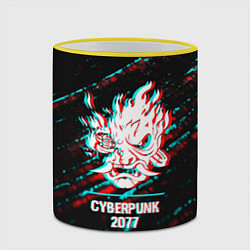 Кружка 3D Cyberpunk 2077 в стиле glitch и баги графики на те, цвет: 3D-желтый кант — фото 2