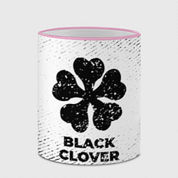 Кружка 3D Black Clover с потертостями на светлом фоне, цвет: 3D-розовый кант — фото 2