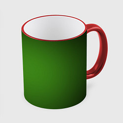 Кружка 3D Зеленый с затемняющей виньеткой, цвет: 3D-красный кант