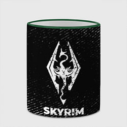 Кружка 3D Skyrim с потертостями на темном фоне, цвет: 3D-зеленый кант — фото 2
