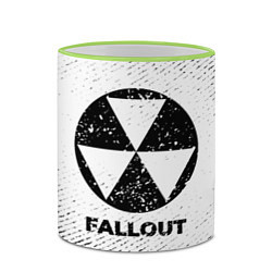 Кружка 3D Fallout с потертостями на светлом фоне, цвет: 3D-светло-зеленый кант — фото 2