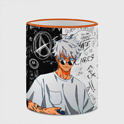 Кружка 3D Сатору Годжо в очках - магическая битва, цвет: 3D-оранжевый кант — фото 2