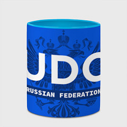 Кружка 3D Russian Federation judo - на синем фоне, цвет: 3D-белый + небесно-голубой — фото 2