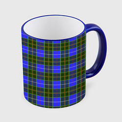 Кружка 3D Ткань Шотландка сине-зелёная, цвет: 3D-синий кант