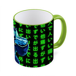 Кружка 3D Неоновые иероглифы - Rebecca, цвет: 3D-светло-зеленый кант
