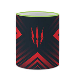 Кружка 3D Красный символ The Witcher на темном фоне со стрел, цвет: 3D-светло-зеленый кант — фото 2