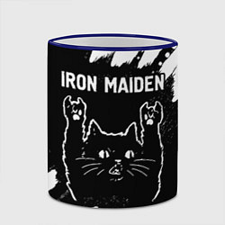 Кружка 3D Группа Iron Maiden и рок кот, цвет: 3D-синий кант — фото 2