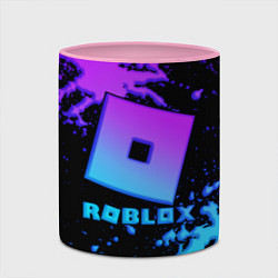 Кружка 3D Roblox logo neon gradient, цвет: 3D-белый + розовый — фото 2