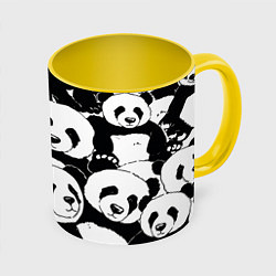 Кружка 3D С пандами паттерн, цвет: 3D-белый + желтый