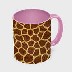 Кружка 3D Текстура жирафа, цвет: 3D-белый + розовый