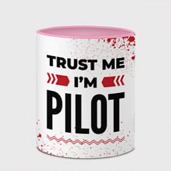 Кружка 3D Trust me Im pilot white, цвет: 3D-белый + розовый — фото 2