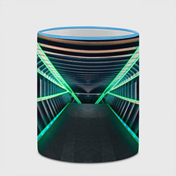 Кружка 3D Неоновые фонари на космическом коридоре, цвет: 3D-небесно-голубой кант — фото 2
