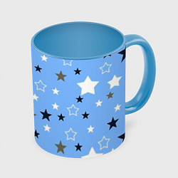 Кружка 3D Звёзды на голубом фоне, цвет: 3D-белый + небесно-голубой