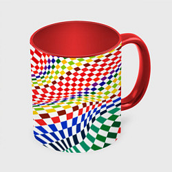 Кружка 3D Разноцветная оптическая иллюзия, цвет: 3D-белый + красный