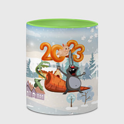 Кружка 3D Заяц с большой морковью, цвет: 3D-белый + светло-зеленый — фото 2