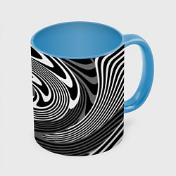 Кружка 3D Black and white abstract pattern, цвет: 3D-белый + небесно-голубой