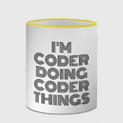Кружка 3D Im doing coder things: на светлом, цвет: 3D-желтый кант — фото 2