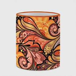 Кружка 3D Multicolored branching floral patterns, цвет: 3D-оранжевый кант — фото 2