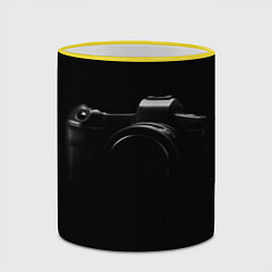 Кружка 3D Силуэт фотокамеры, цвет: 3D-желтый кант — фото 2
