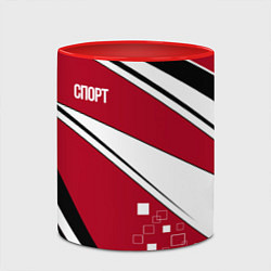 Кружка 3D Красно черная абстракция на белом спорт, цвет: 3D-белый + красный — фото 2