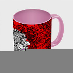 Кружка 3D Самурай и драконы, цвет: 3D-белый + розовый