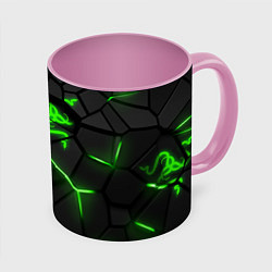Кружка 3D Razer green neon, цвет: 3D-белый + розовый