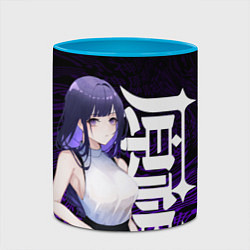 Кружка 3D Геншин импакт: Райдэн в современности, цвет: 3D-белый + небесно-голубой — фото 2