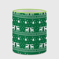 Кружка 3D Новогодний орнамент, цвет: 3D-светло-зеленый кант — фото 2